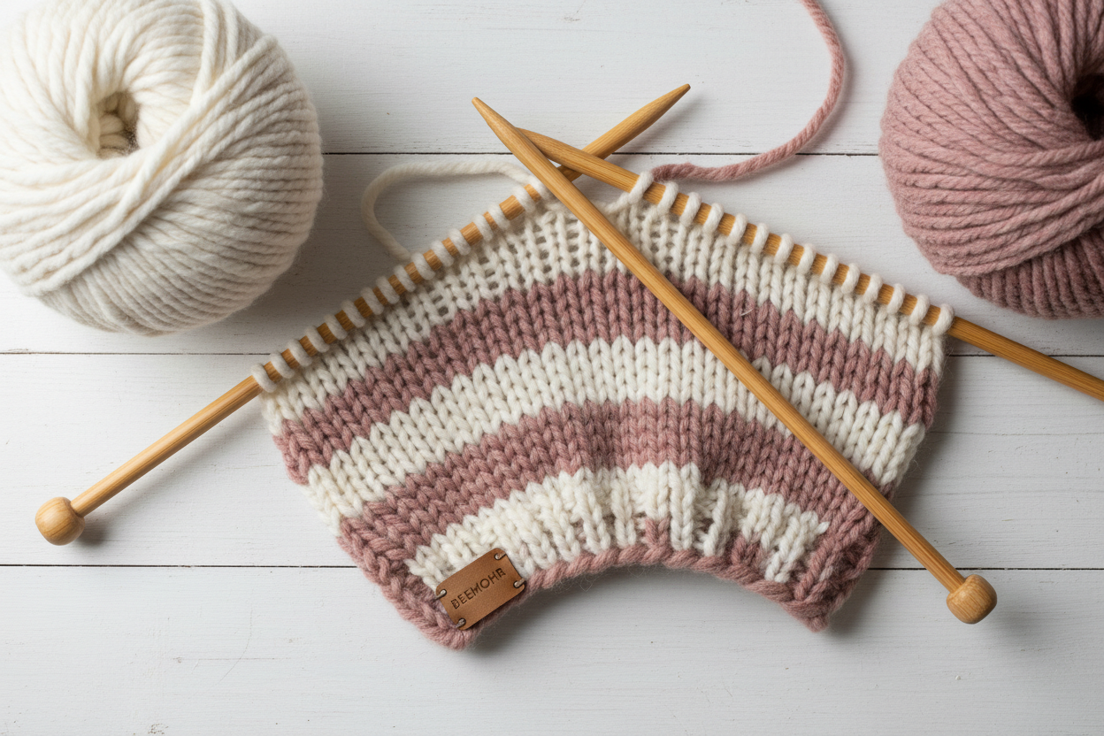 Zweifarbiger Strickpullover aus Baby Alpaka – Strickanleitung von Beemohr
