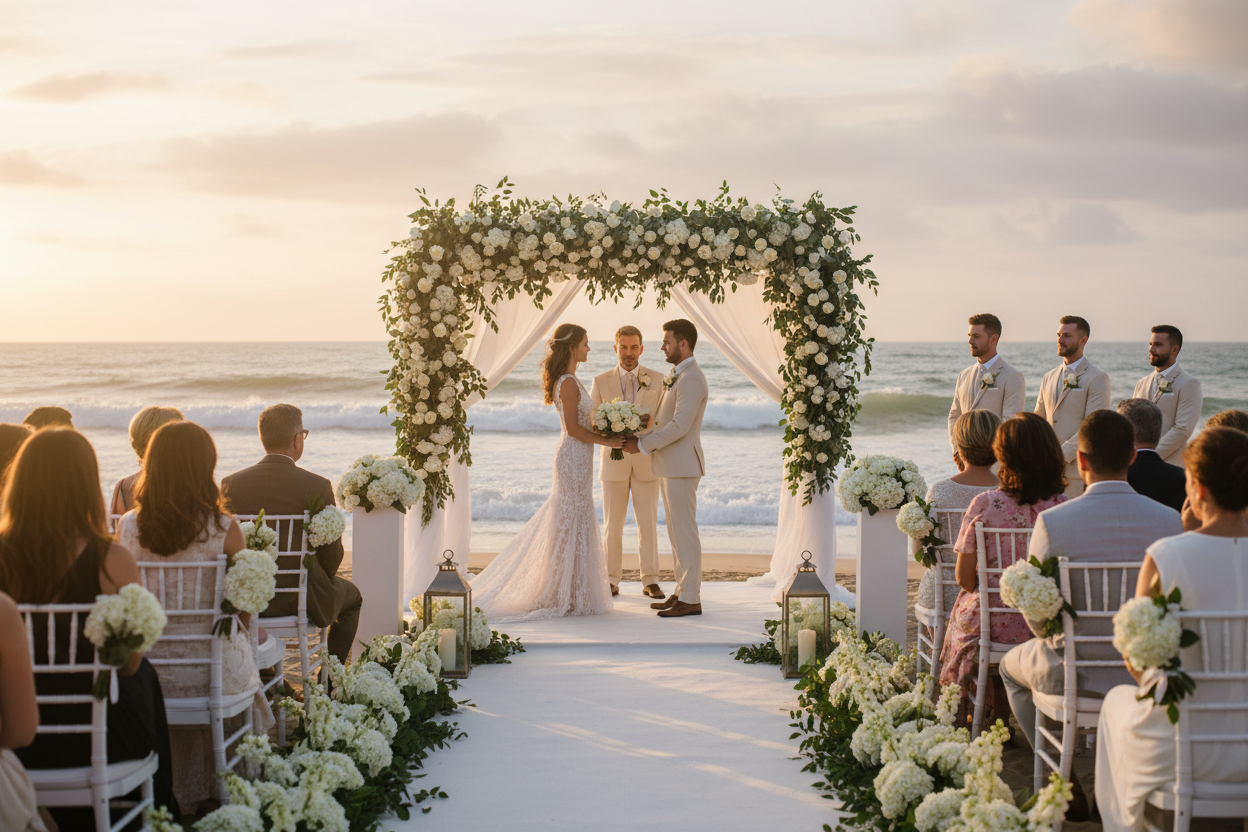 Romantische Hochzeit am Meer