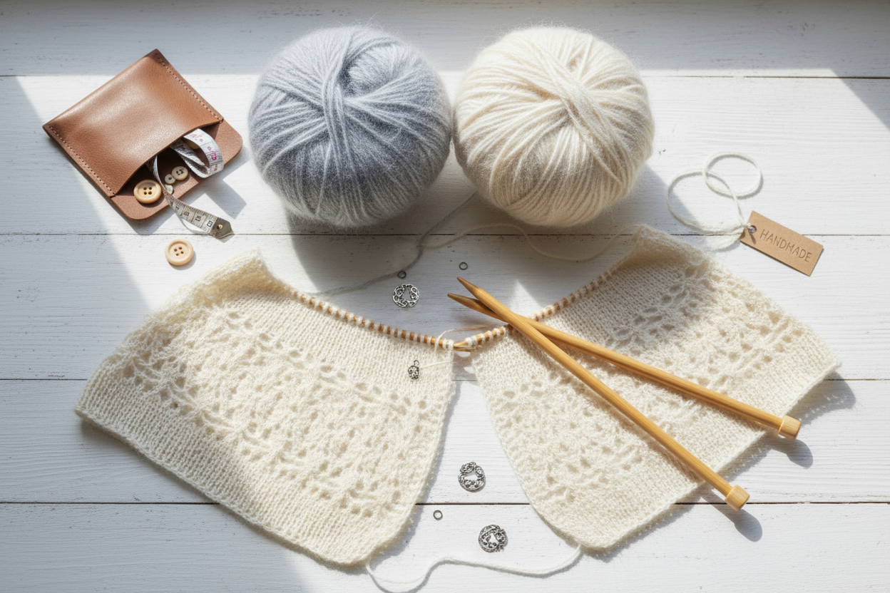 Strickset mit Strickmuster und weicher Ingenua Mohair Wolle