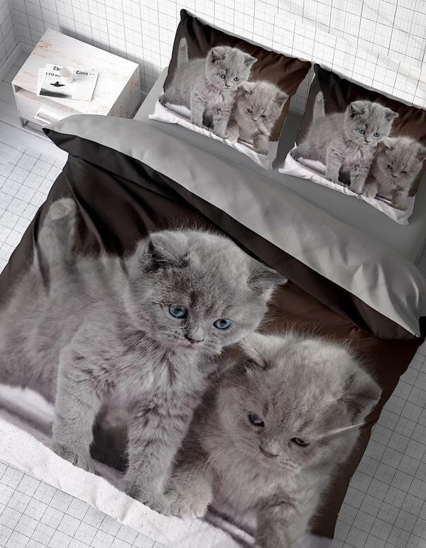 Bedruckte Bettwäsche mit Kitten