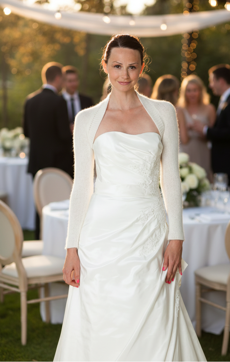 Braut mit Bolero langarm weiß