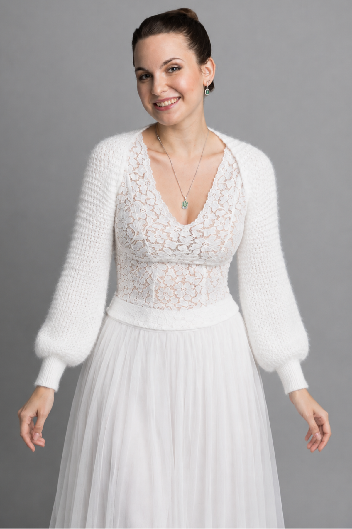 Bolero für die Hochzeit mit langem Arm einfach zu stricken Strickanleitung von Beemohr
