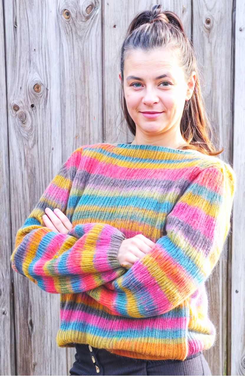 Reiki bunter Strickpullover handgestrickt
