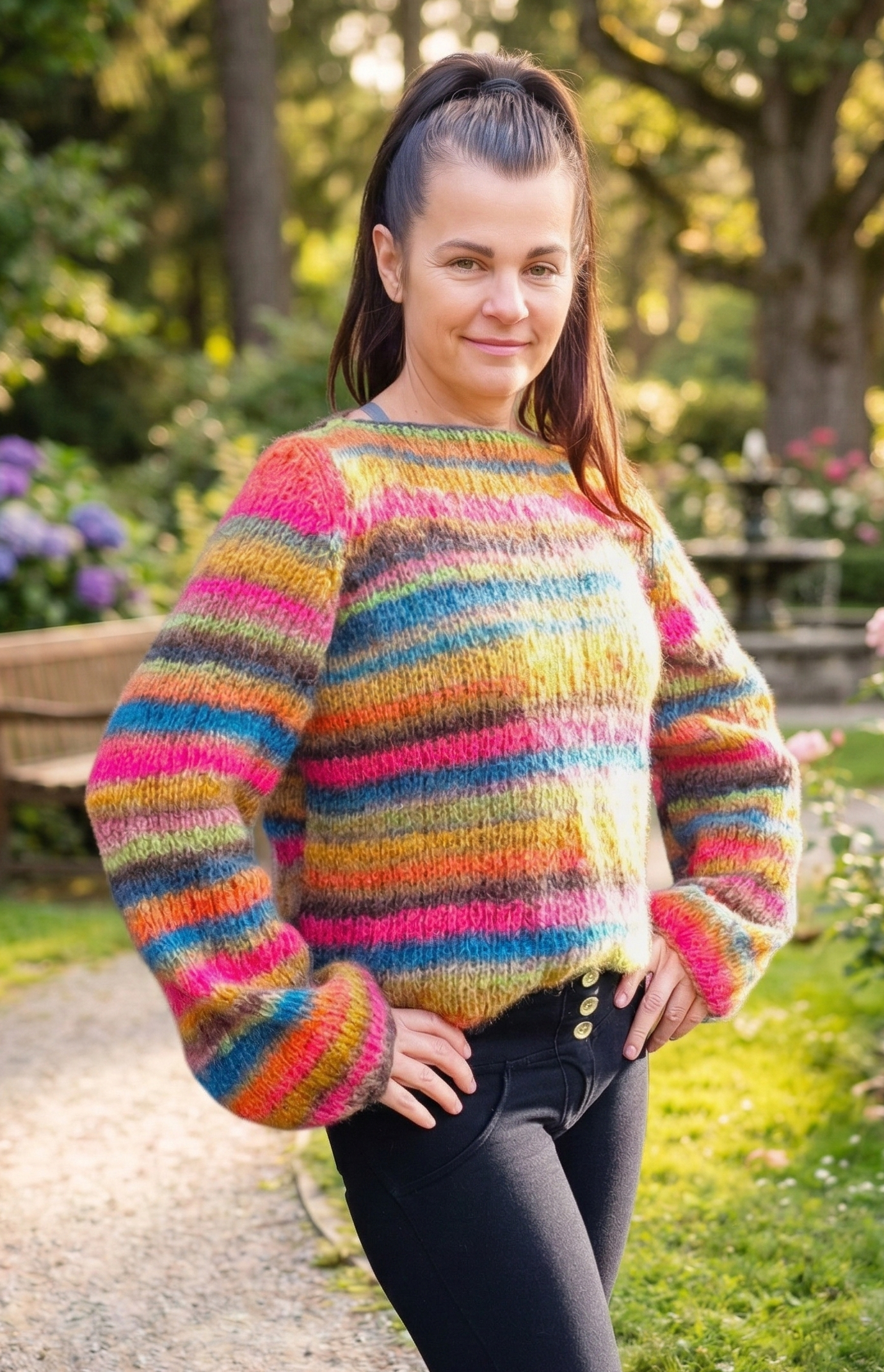 Bunter Pullover aus Reikiewolle