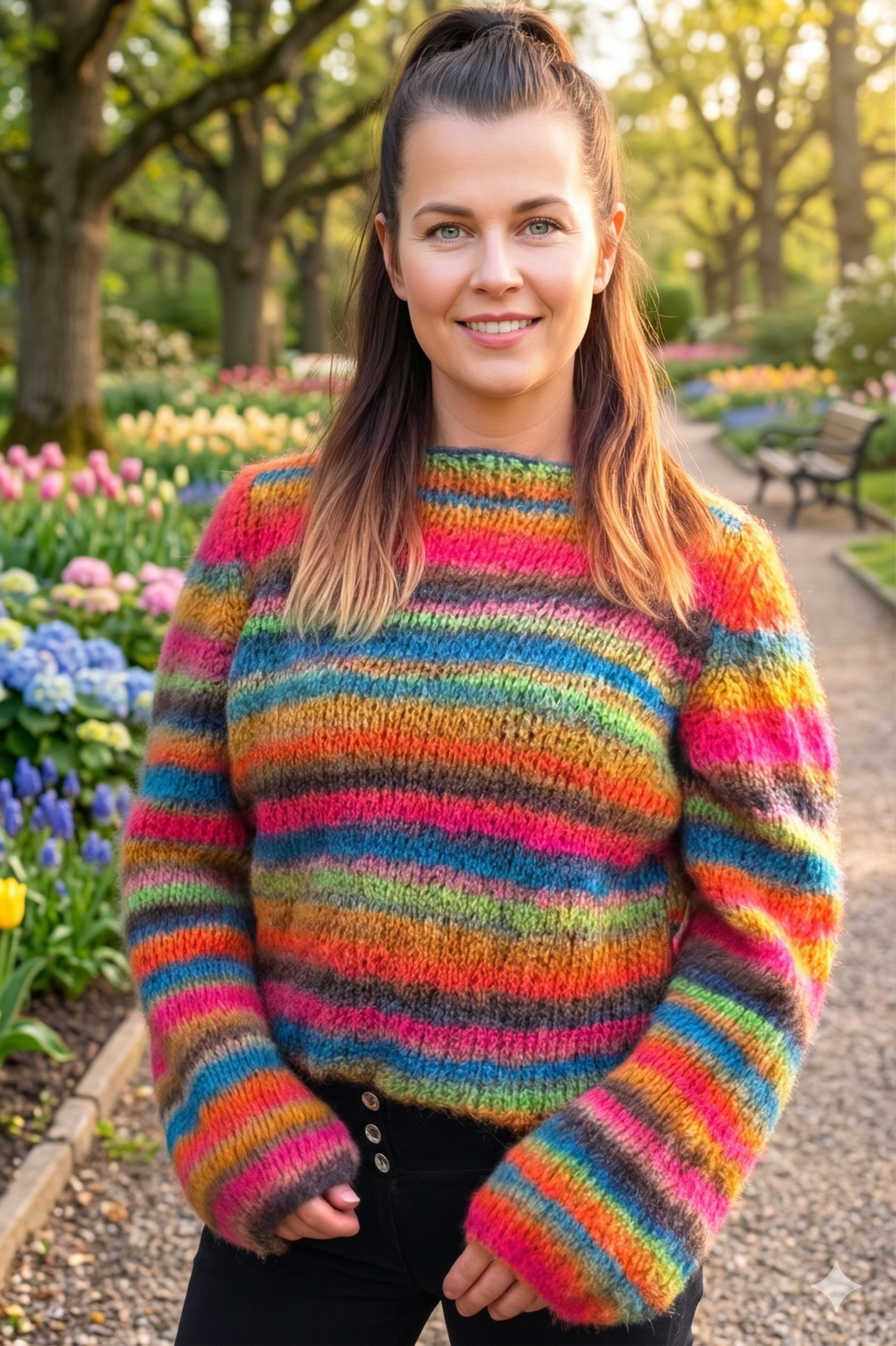 Bunter Strickpullover Farbverlauf