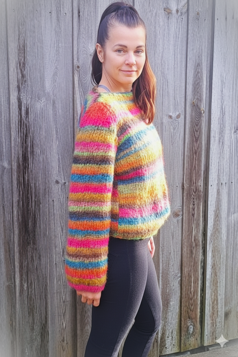 Bunter Pullover aus Reikiewolle