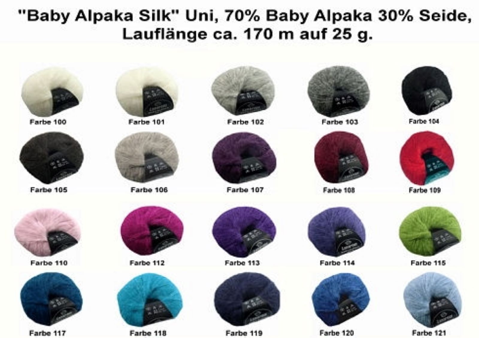Farbkarte Baby Alpaka von Lanartus