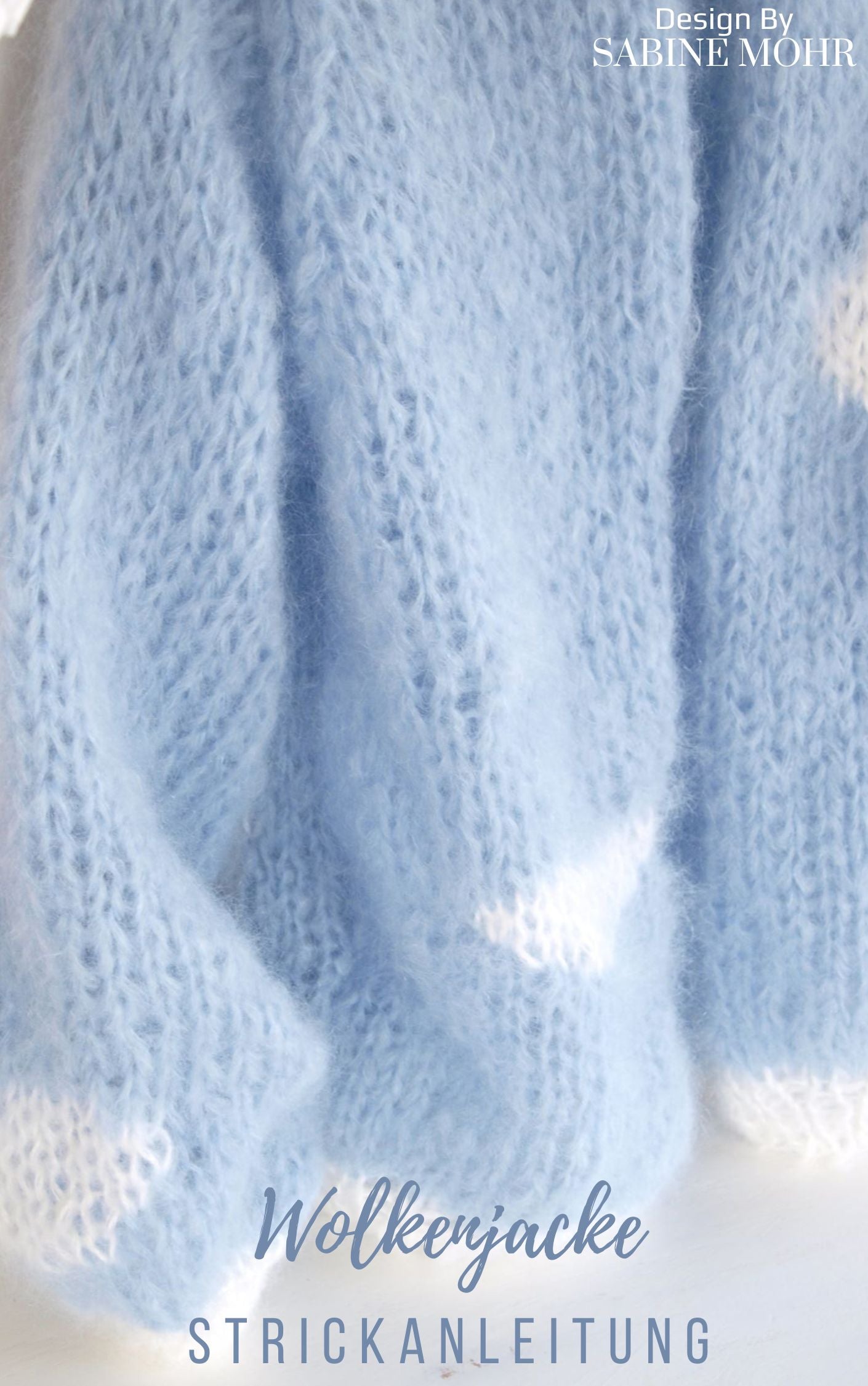 Strickjacke aus Mohair mit weißen Wolken