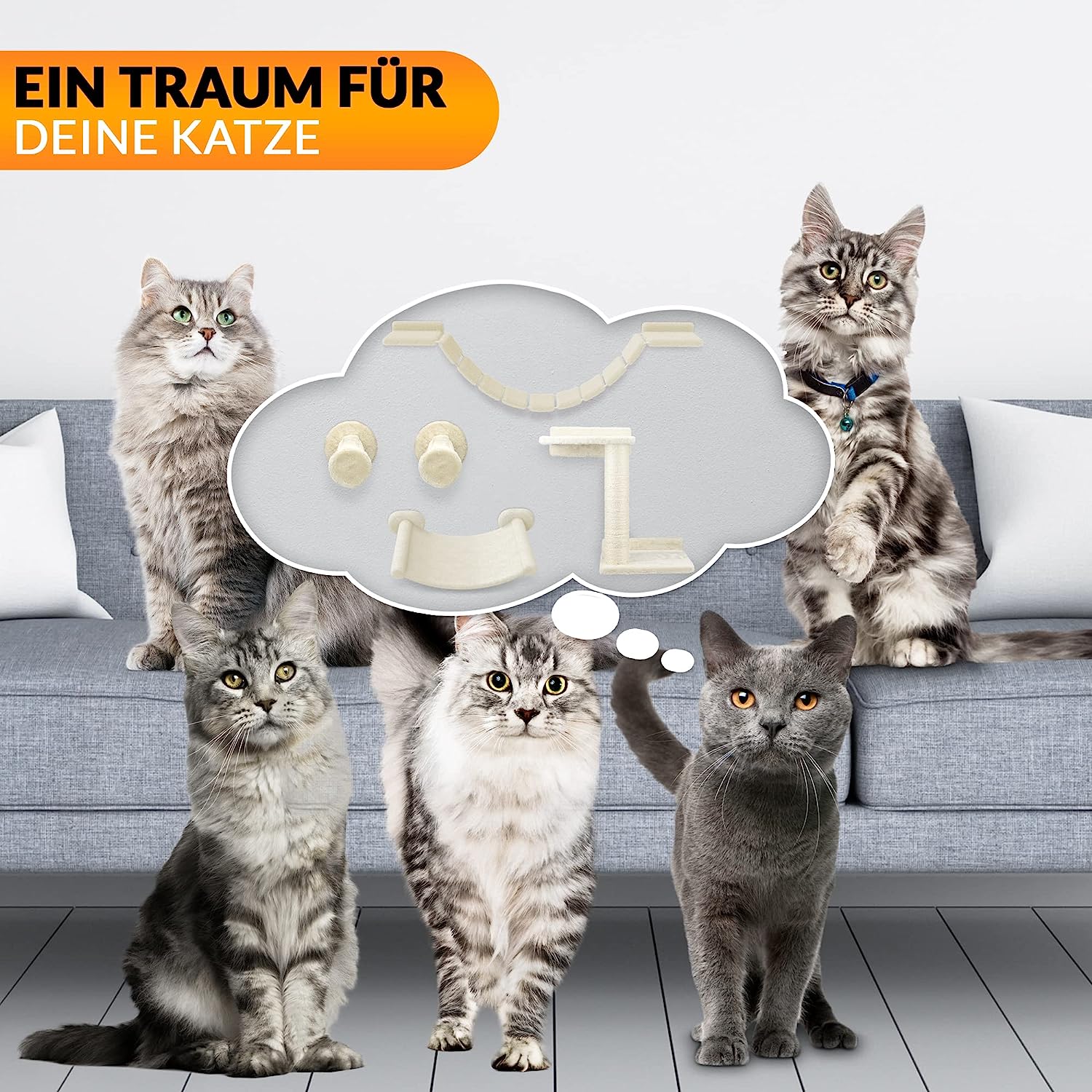 Kletterwand mit 5 Elementen für deine Katze