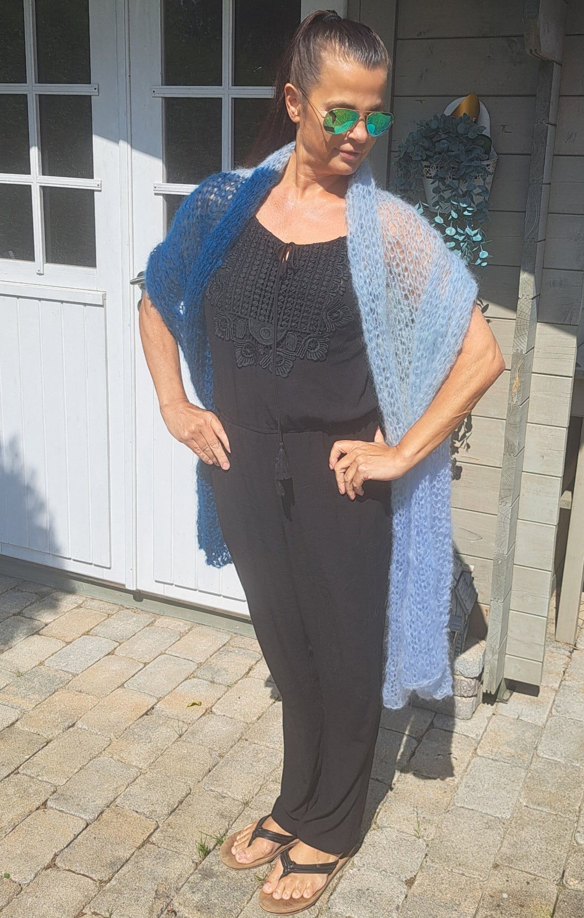 Stola in petrol hellblau aus Ingenua Mohair