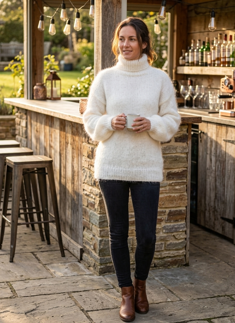 Longpullover gestrickt mit Rollkragen
