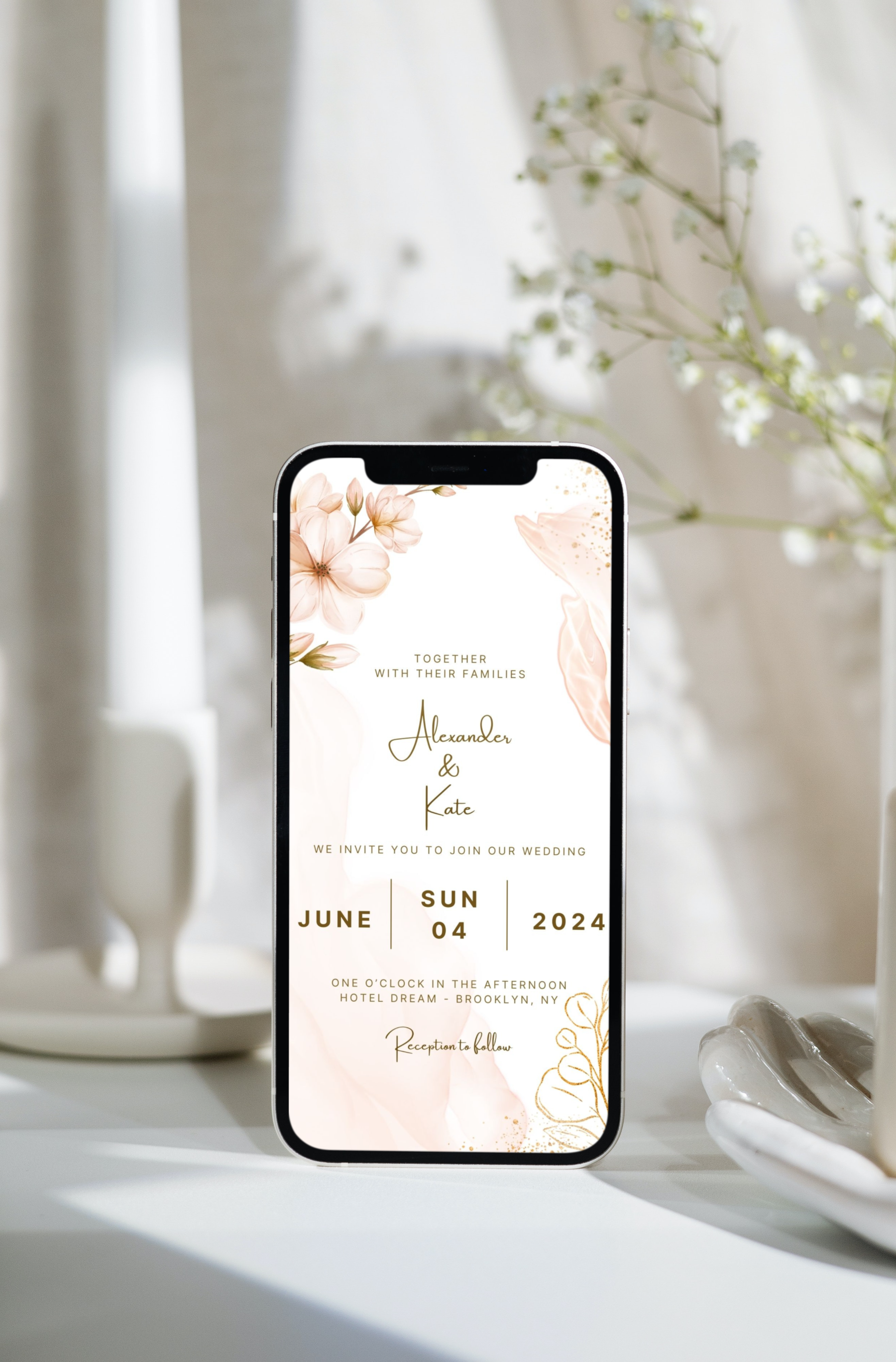 digital invitation for weddings rose flowers