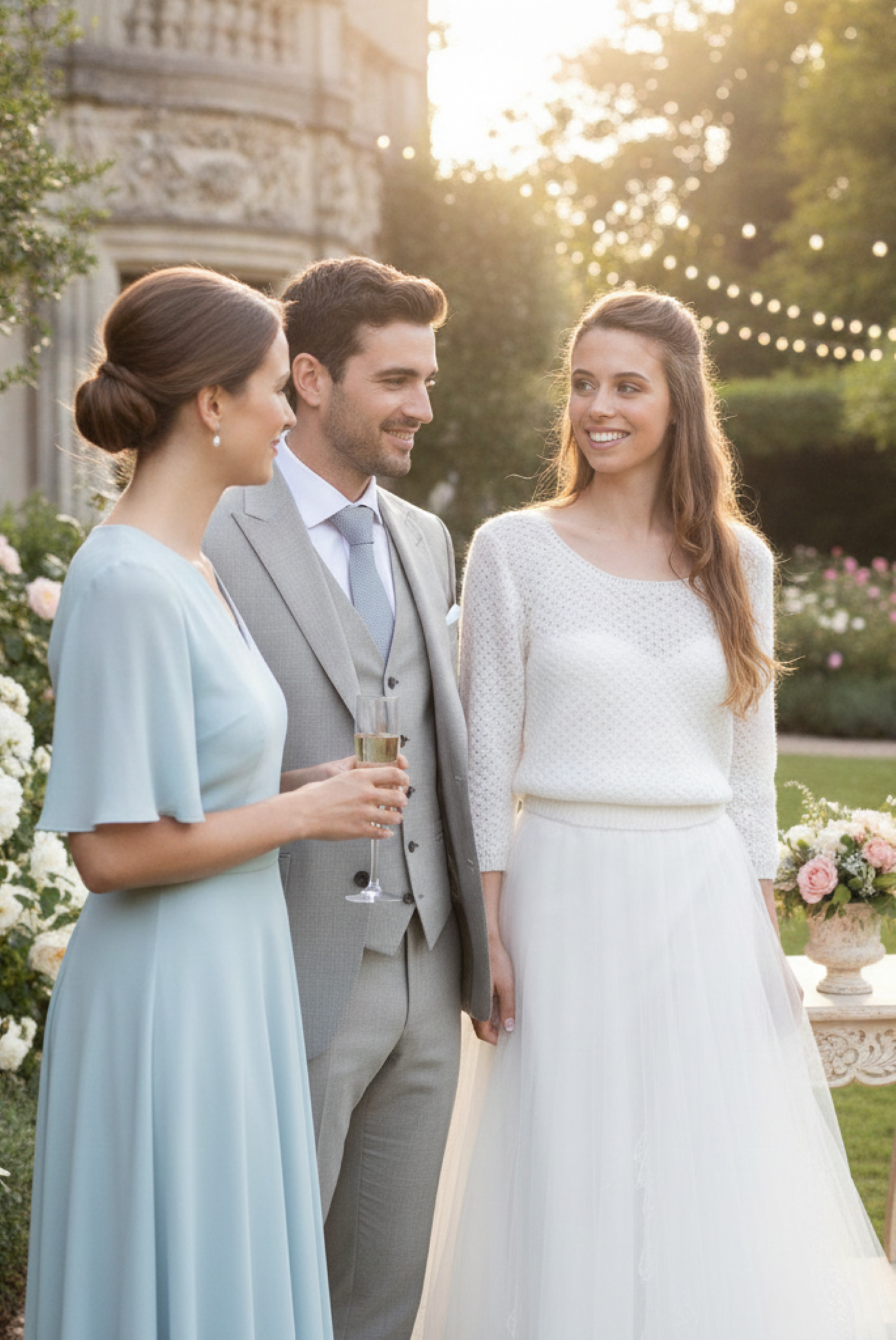 Knitting instructions for a bridal sweater lace matching bridal skirt from Beemohr.