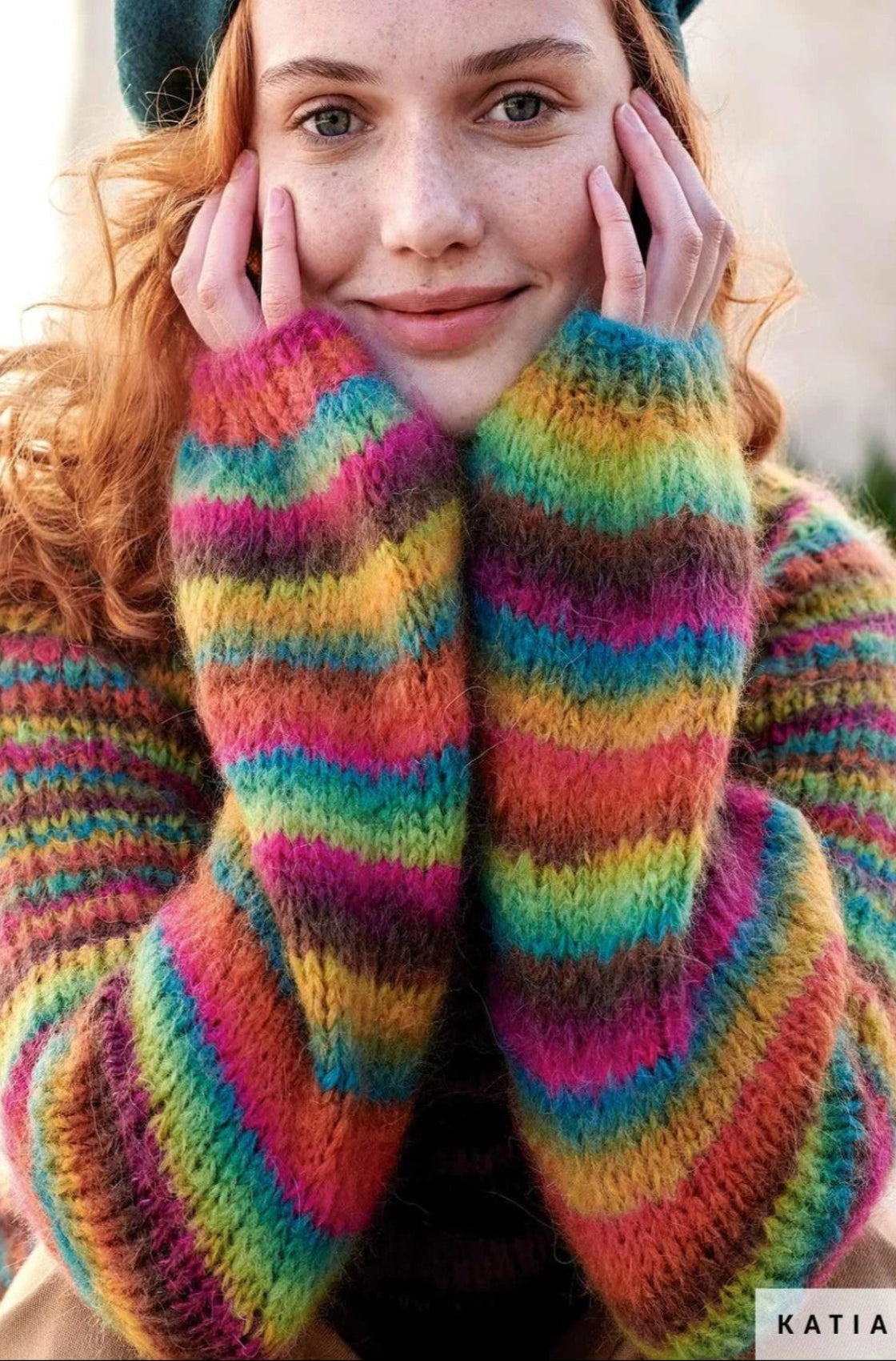 Bunter Strickpullover mit bunter Wolle Reiki von Katia bei Beemohr