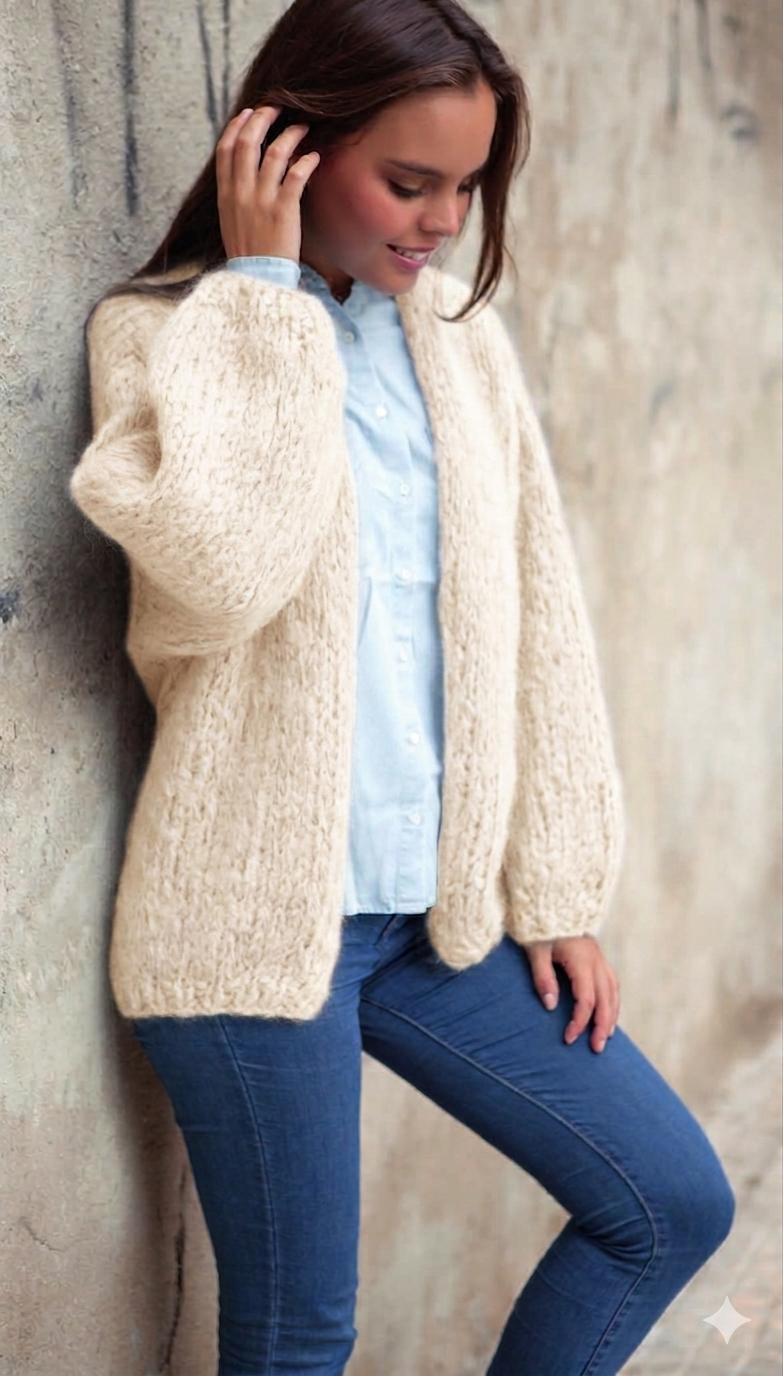 cardigan in beige mohair ingenua