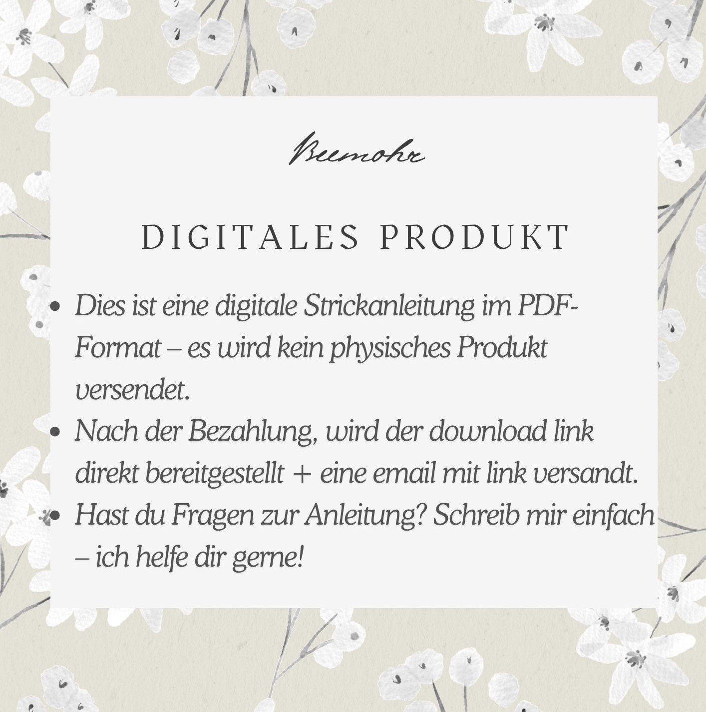 Digitale Strickanleitung zum Download Beemohr