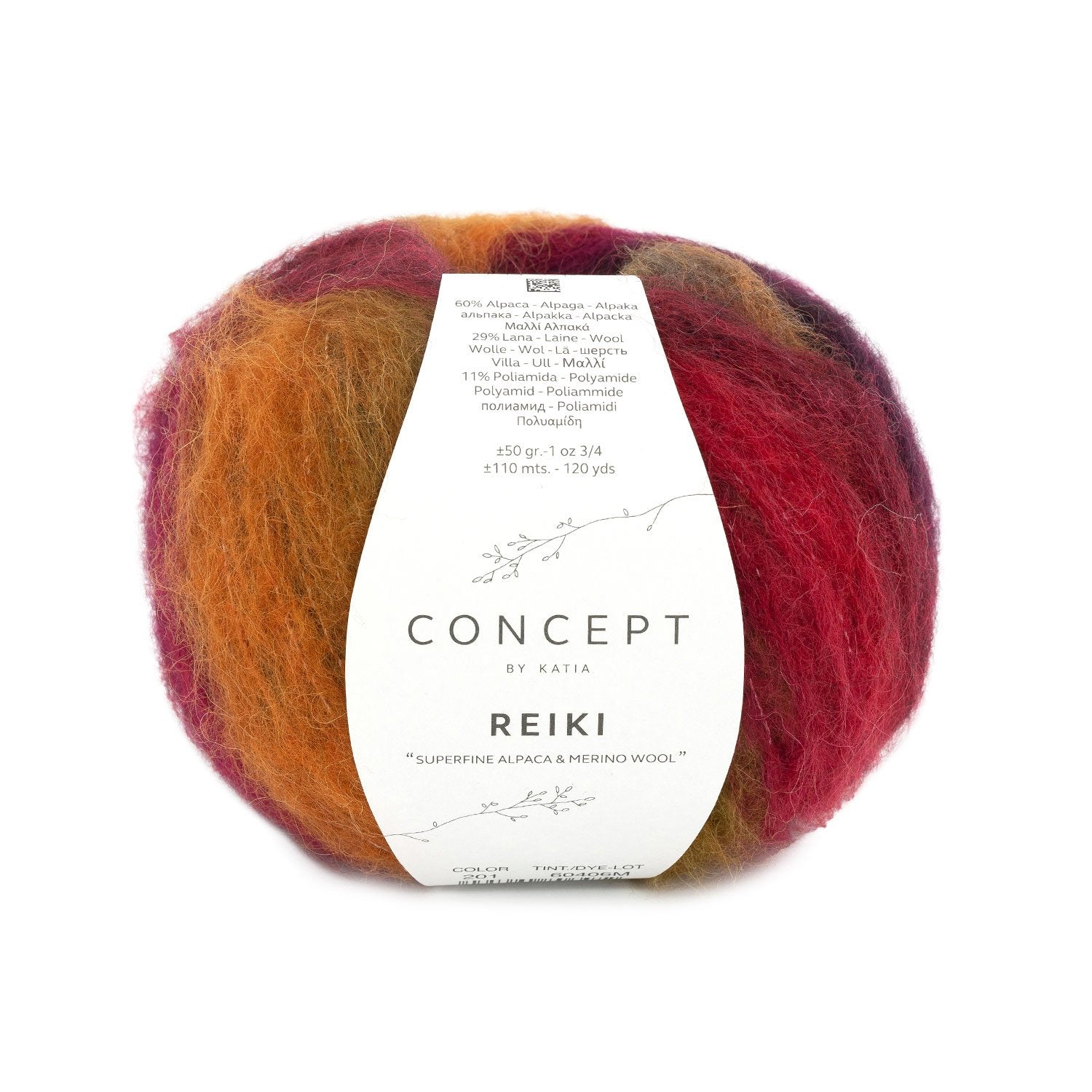 Reiki multicolor Wolle von Katia rot orange