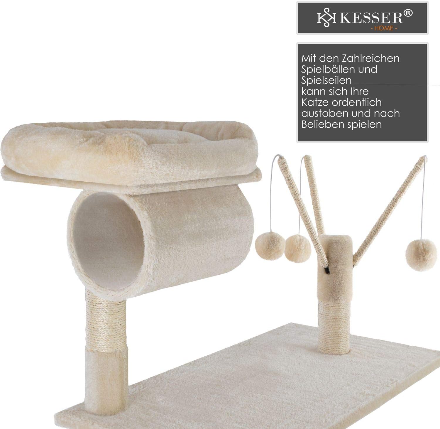 Kratzbaum in beige stabil und stylish zum Spielen