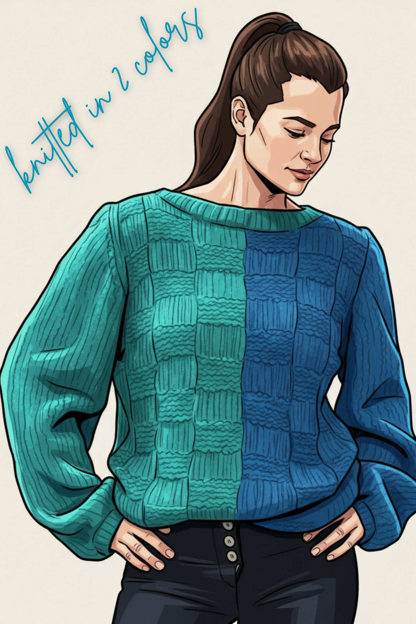 Strickpullover in zwei Farben lässig