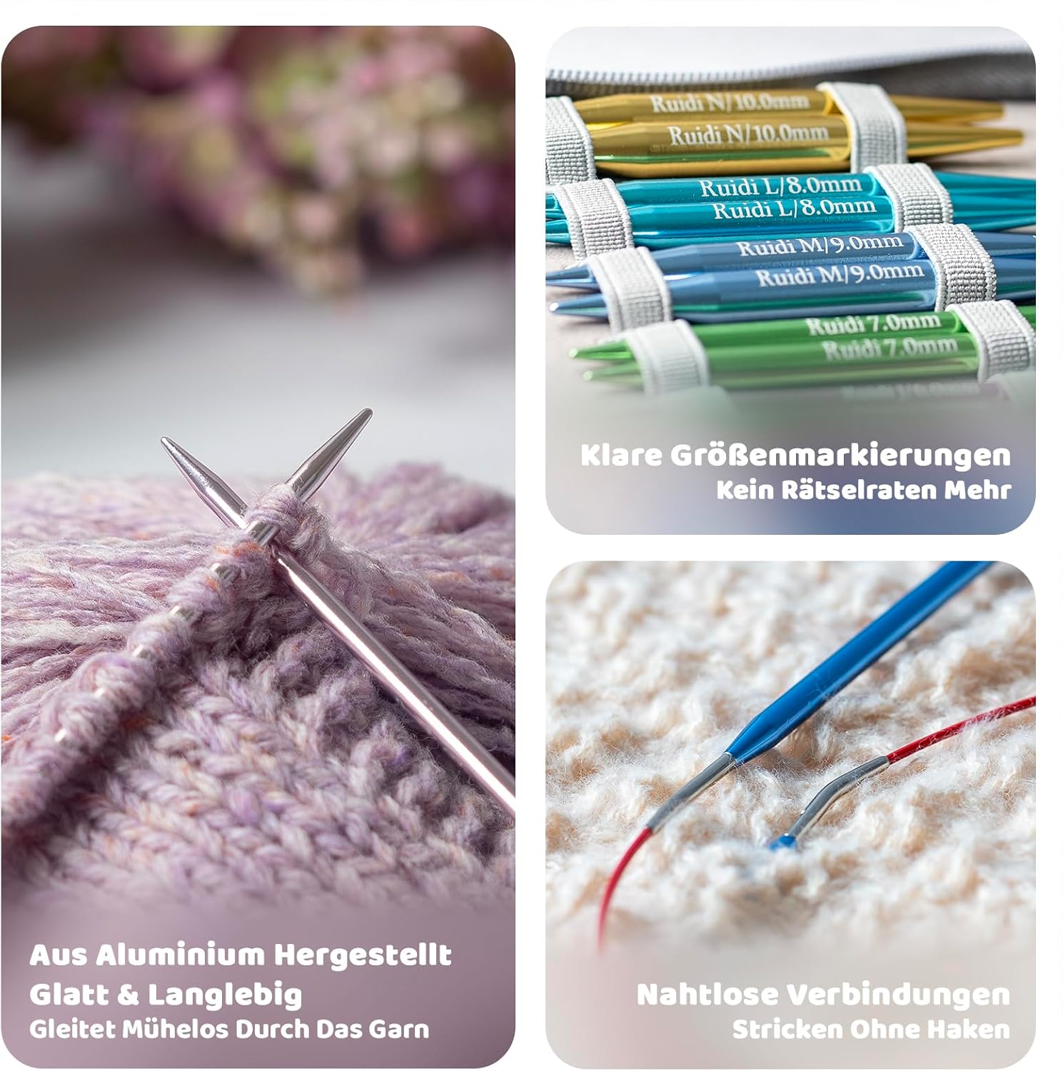 Stricknadelset mit Tasche Metall