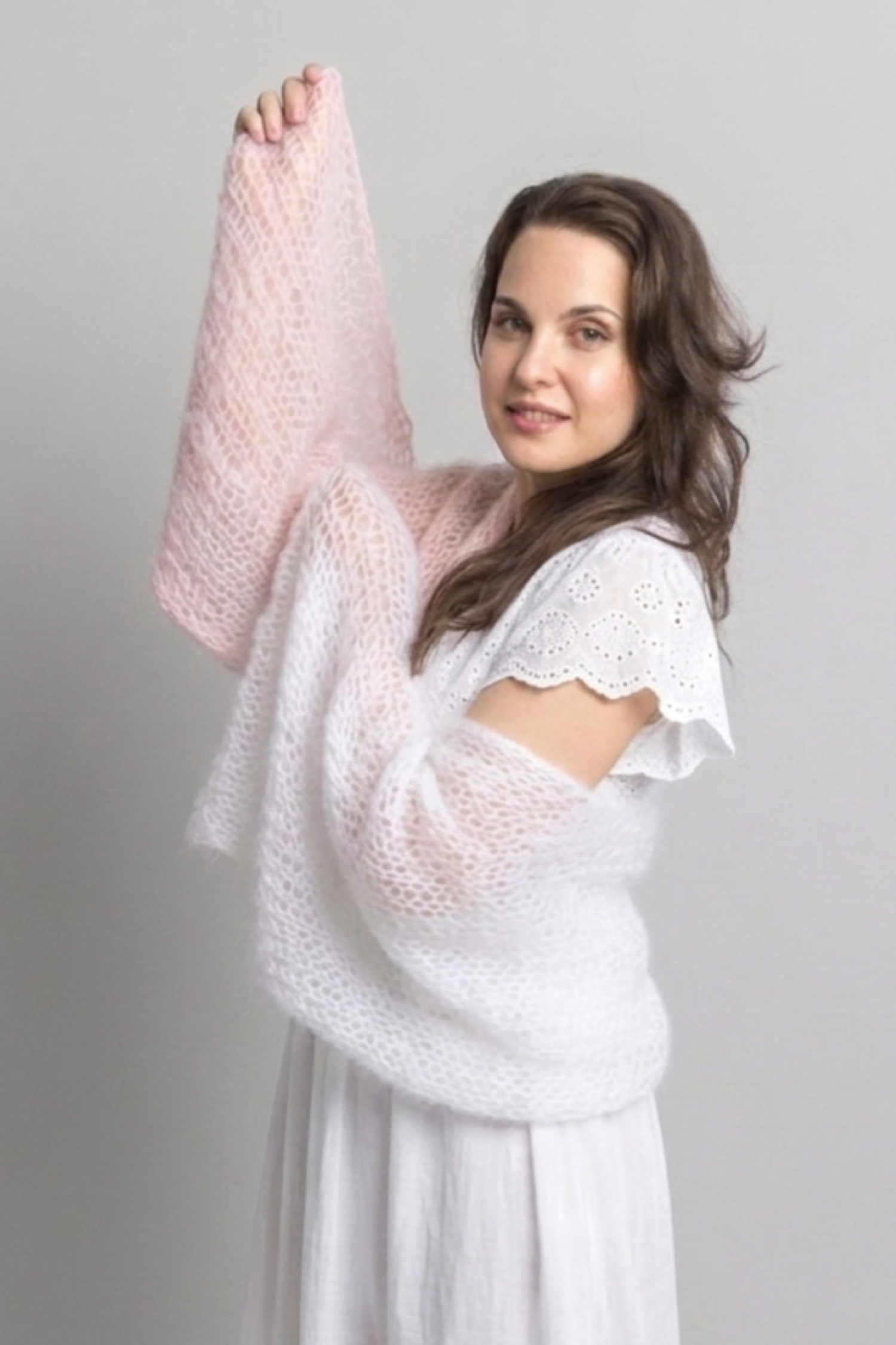 Stola in 2 Farben puder und weiß