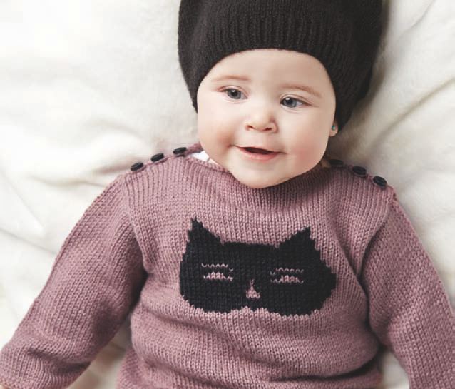 Strickanleitung Baby Pullover mit Fuchs Motiv aus Merino Katia - Beemohr