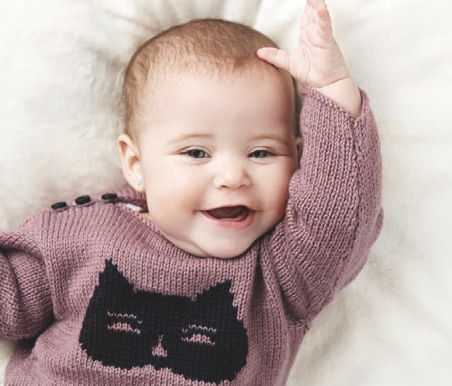 Strickanleitung Baby Pullover mit Fuchs Motiv aus Merino Katia - Beemohr