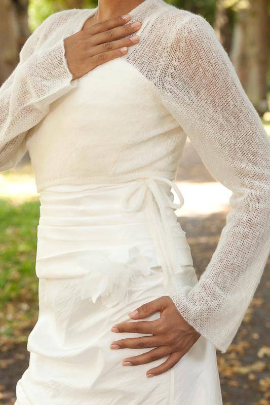 Lange Bolero Jacke zum Wickeln MAJA aus KASCHMIR mit weitem Arm - Beemohr