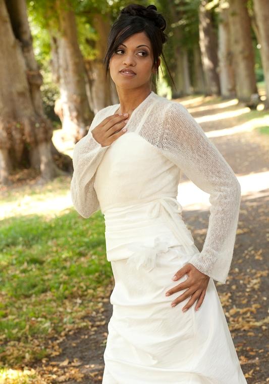 Lange Bolero Jacke zum Wickeln MAJA aus KASCHMIR mit weitem Arm - Beemohr