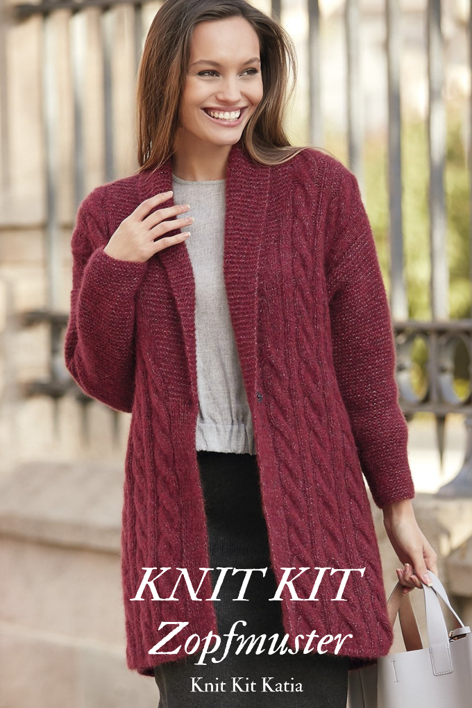 KNIT KIT: Lange Strickjacke aus Silk Alpaca von Katia - Beemohr