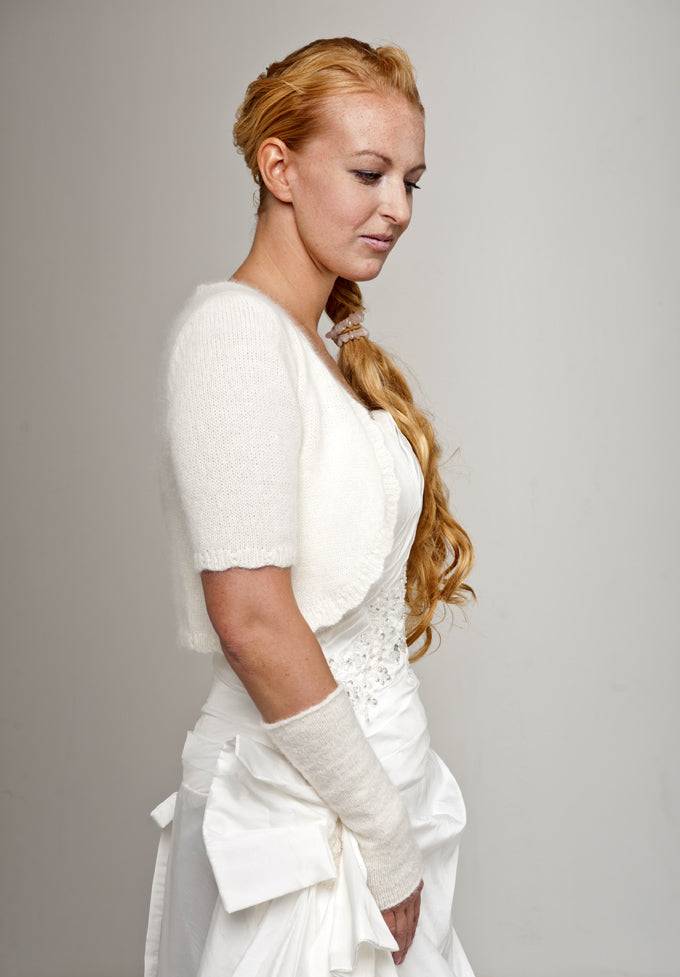 Strick Set Braut Bolero Fiona mit kurzem Arm für ihr Brautkleid zum Selberstricken! - Beemohr