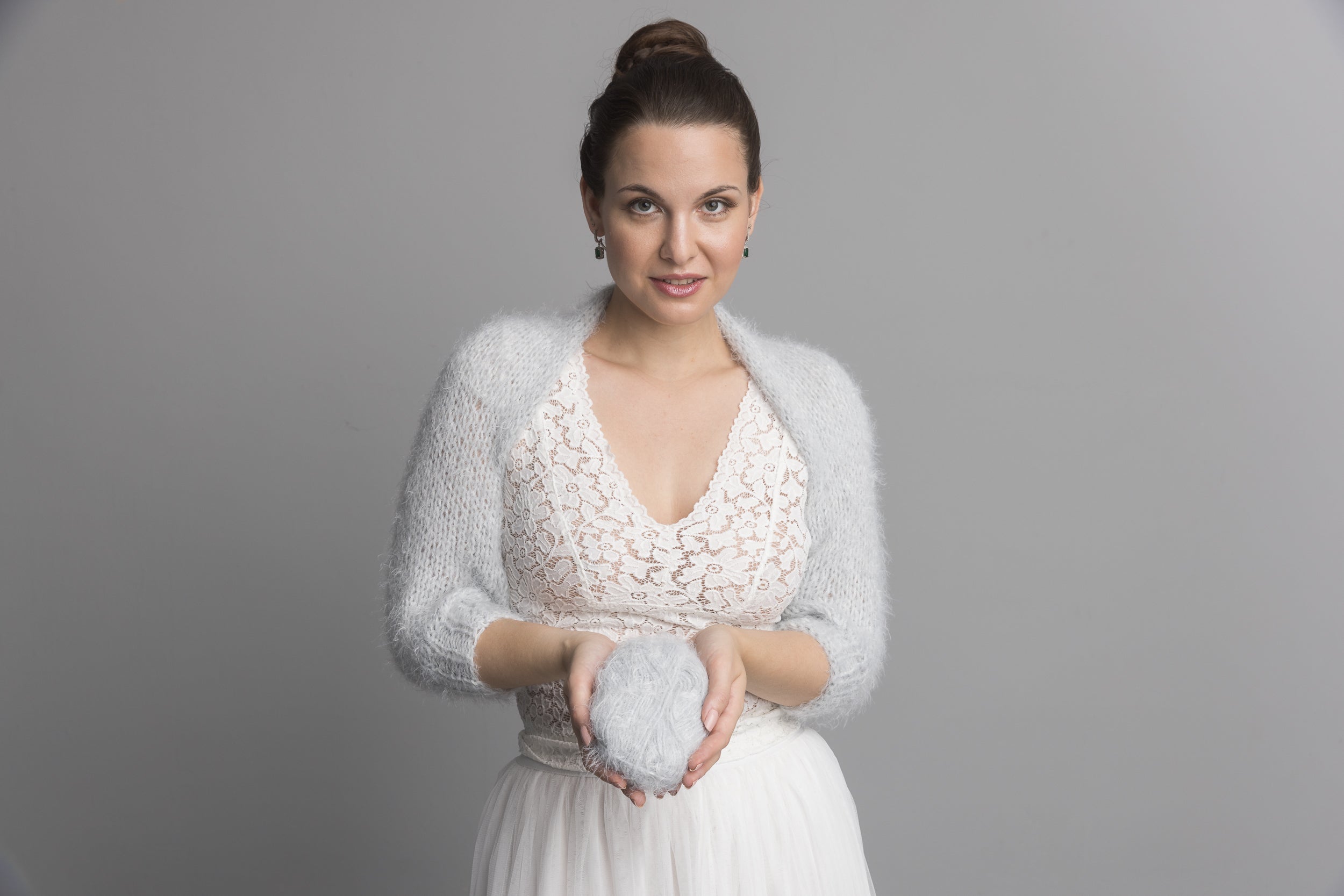 Knit Kit: Flauschiger Bolero DUST mit 3/4 Arm kuschelig weich - Beemohr