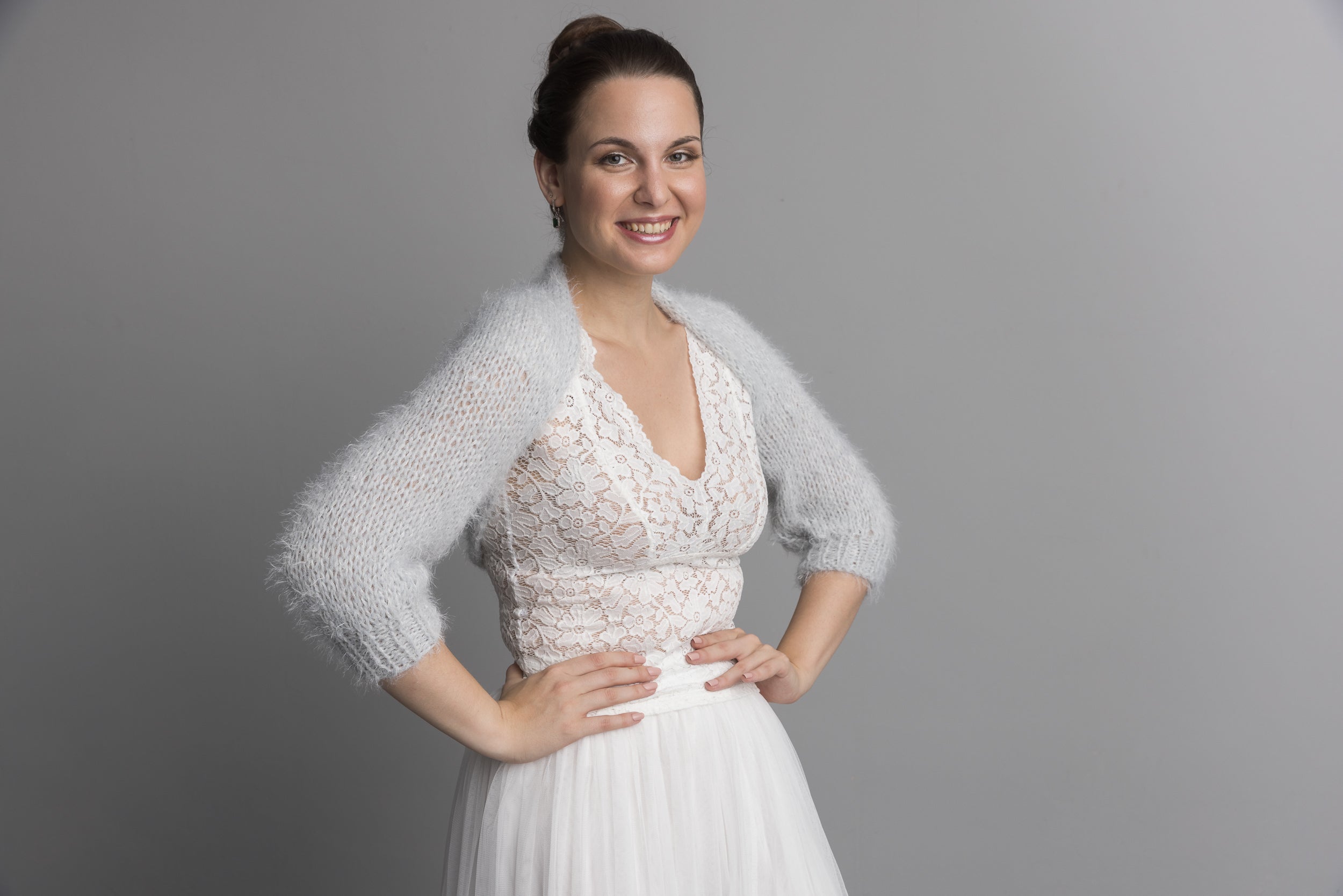 Knit Kit: Flauschiger Bolero DUST mit 3/4 Arm kuschelig weich - Beemohr