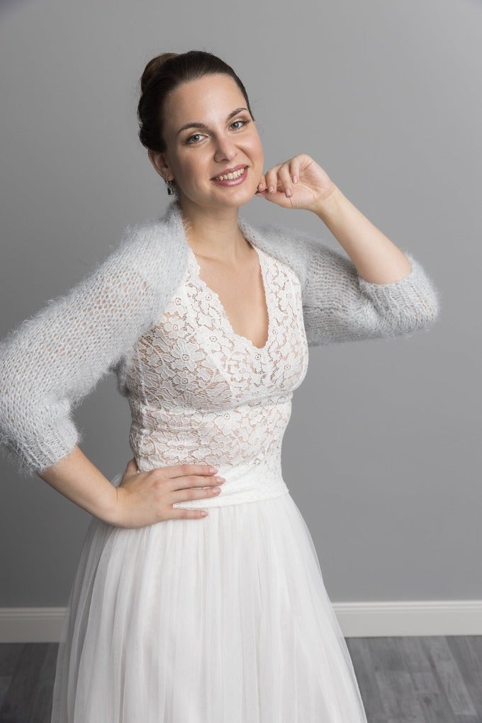 Knit Kit: Flauschiger Bolero DUST mit 3/4 Arm kuschelig weich - Beemohr