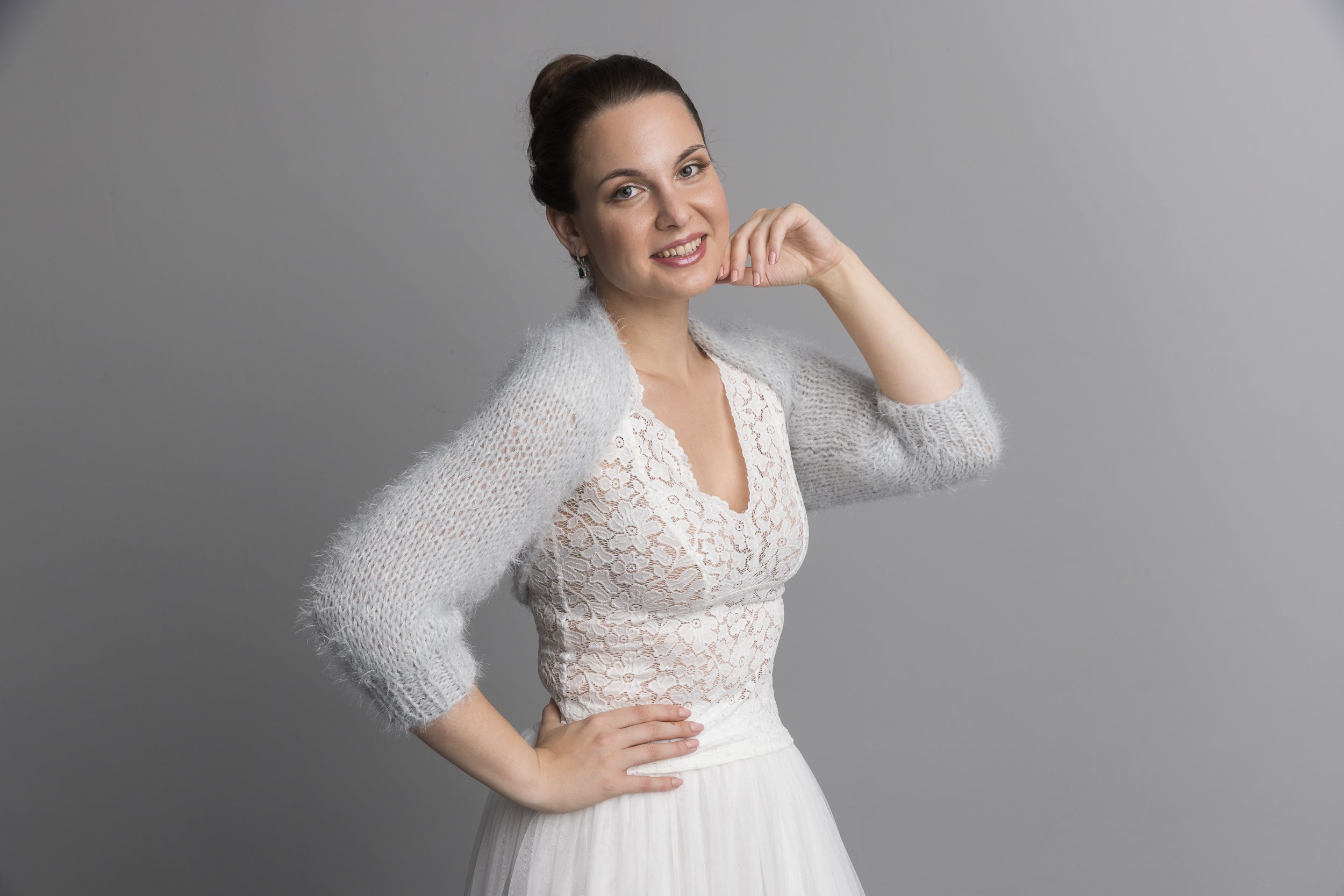Knit Kit: Flauschiger Bolero DUST mit 3/4 Arm kuschelig weich - Beemohr