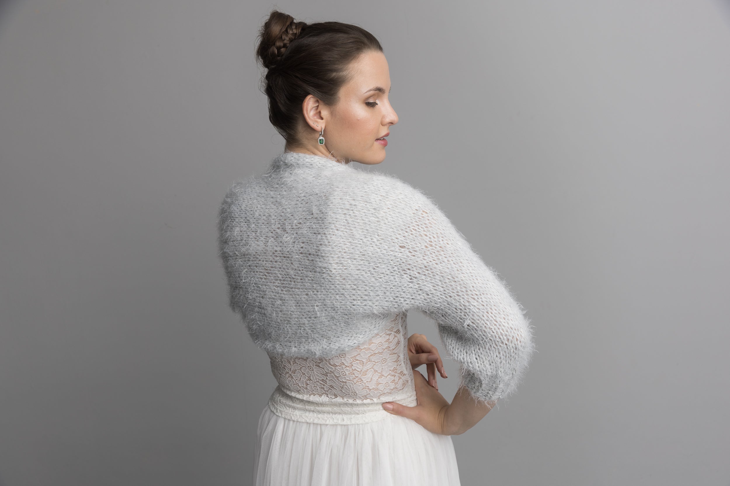 Knit Kit: Flauschiger Bolero DUST mit 3/4 Arm kuschelig weich - Beemohr
