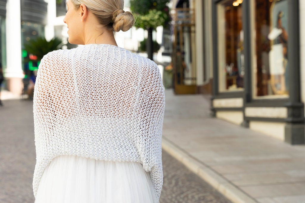Strickanleitung für einen festlichen Bolero aus einem Glitzer Mix - Beemohr