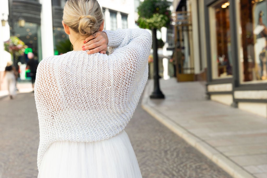 Strickanleitung für einen festlichen Bolero aus einem Glitzer Mix - Beemohr