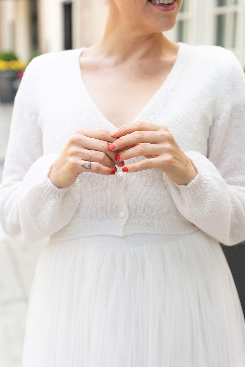 Leichter Strickcardigan mit Ballonarmen FINA aus Baby Alpaka oder Kaschmir - Beemohr