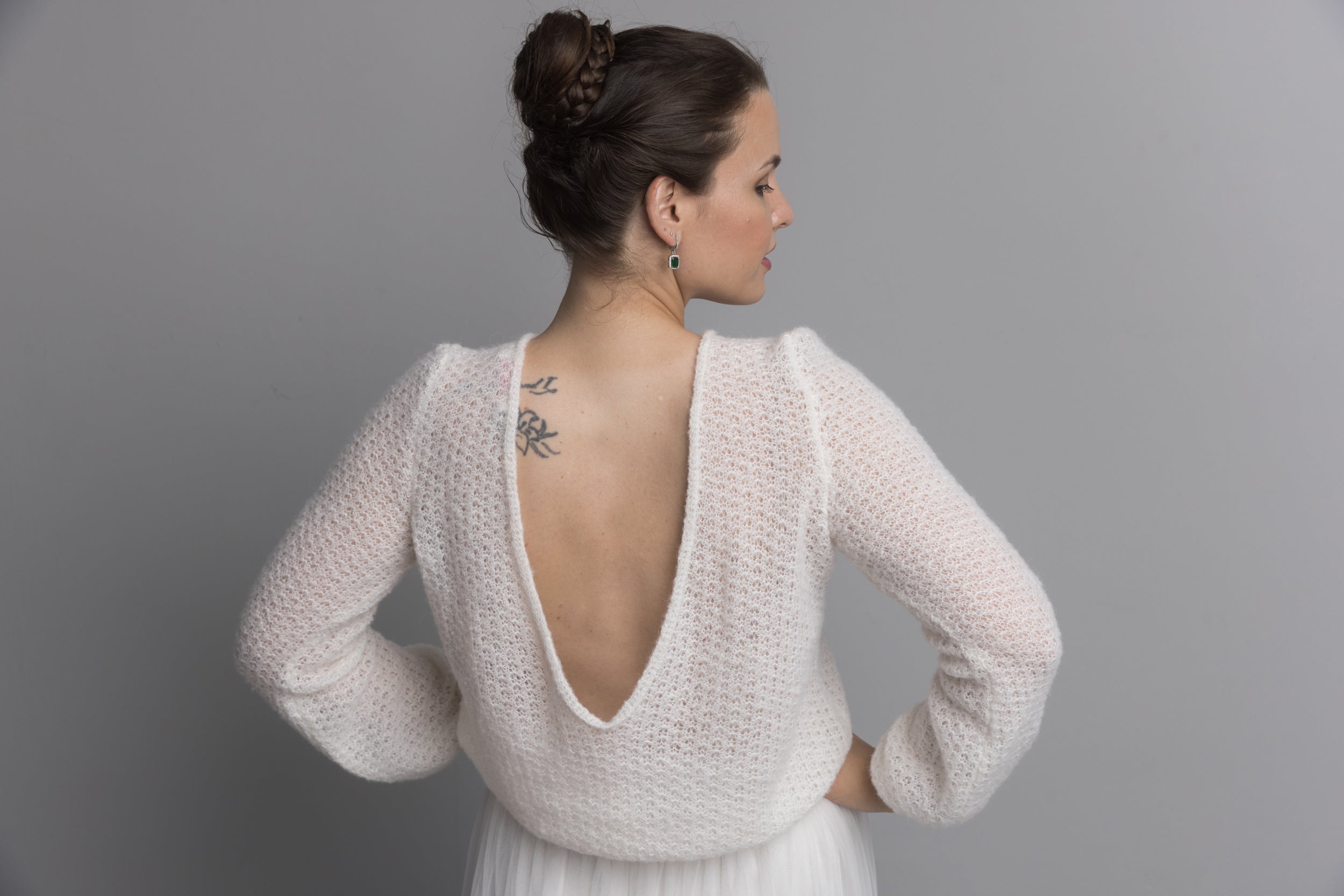 Brautpullover CHILLY im Lacemuster mit extra großem Rückenausschnitt - Beemohr