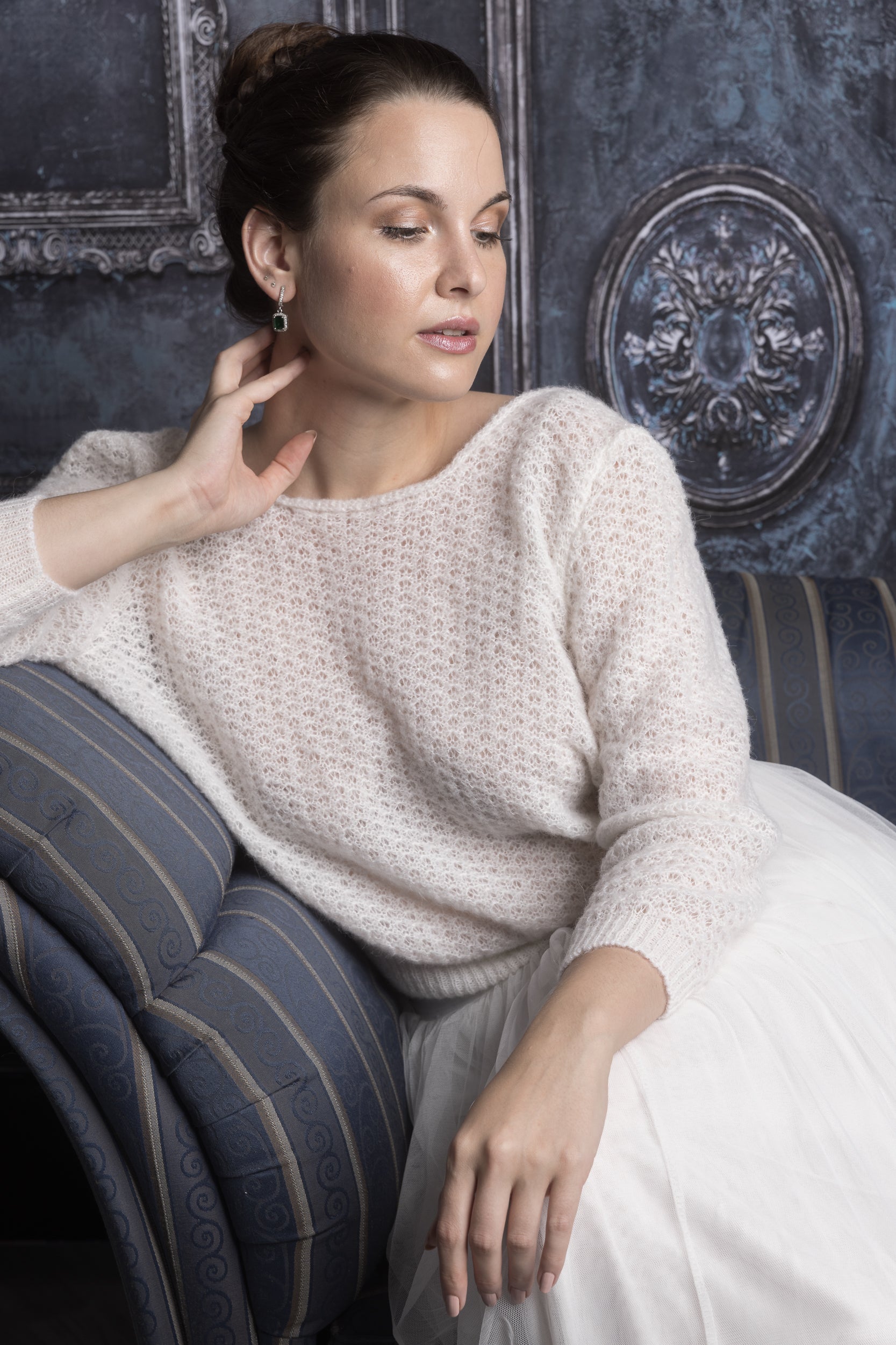 Brautpullover CHILLY im Lacemuster mit extra großem Rückenausschnitt - Beemohr
