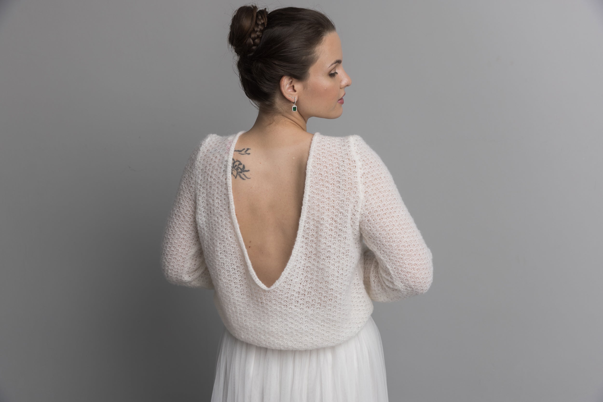 Brautpullover CHILLY im Lacemuster mit extra großem Rückenausschnitt - Beemohr