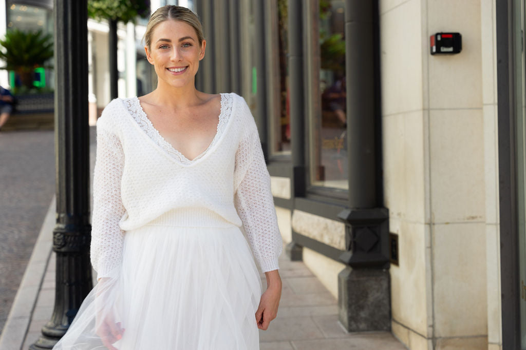 Brautpullover CHILLY im Lacemuster mit extra großem Rückenausschnitt - Beemohr