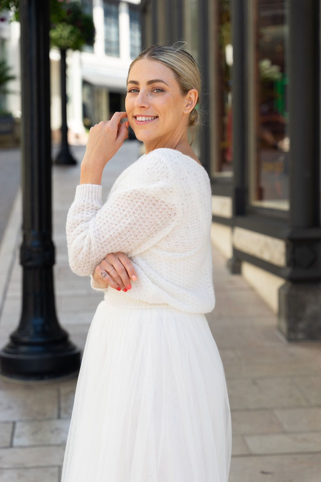 Brautpullover CHILLY im Lacemuster mit extra großem Rückenausschnitt - Beemohr