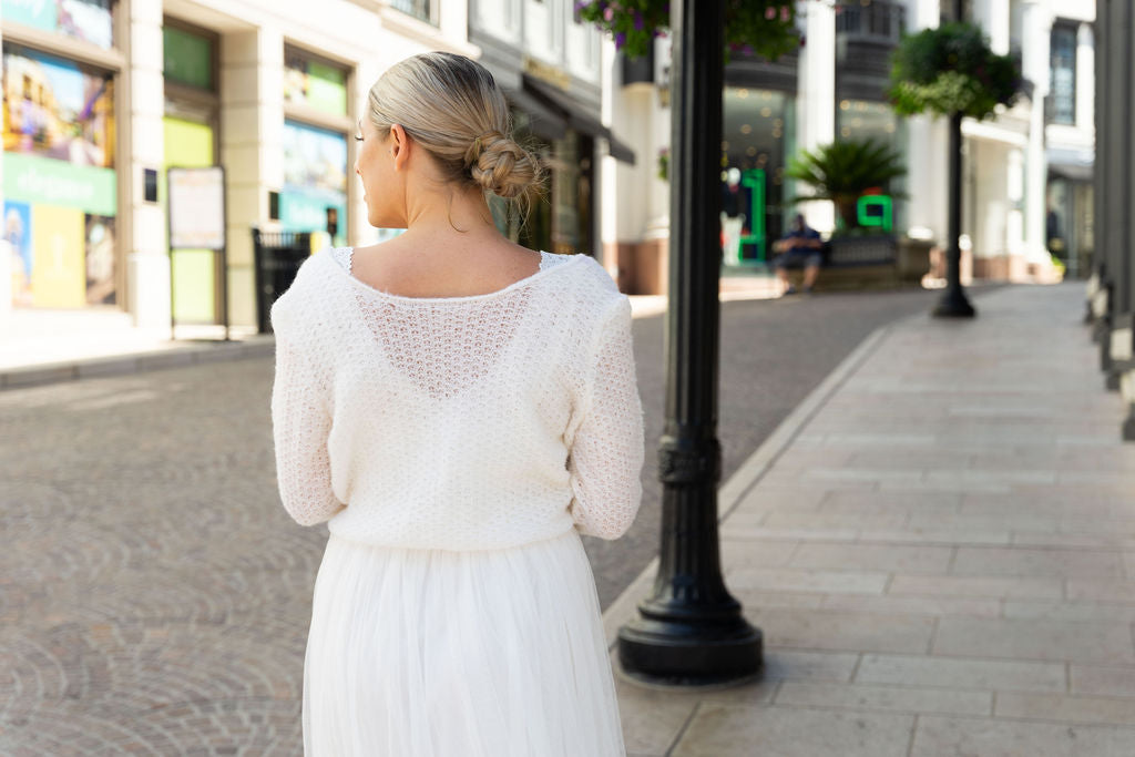 Brautpullover CHILLY im Lacemuster mit extra großem Rückenausschnitt - Beemohr