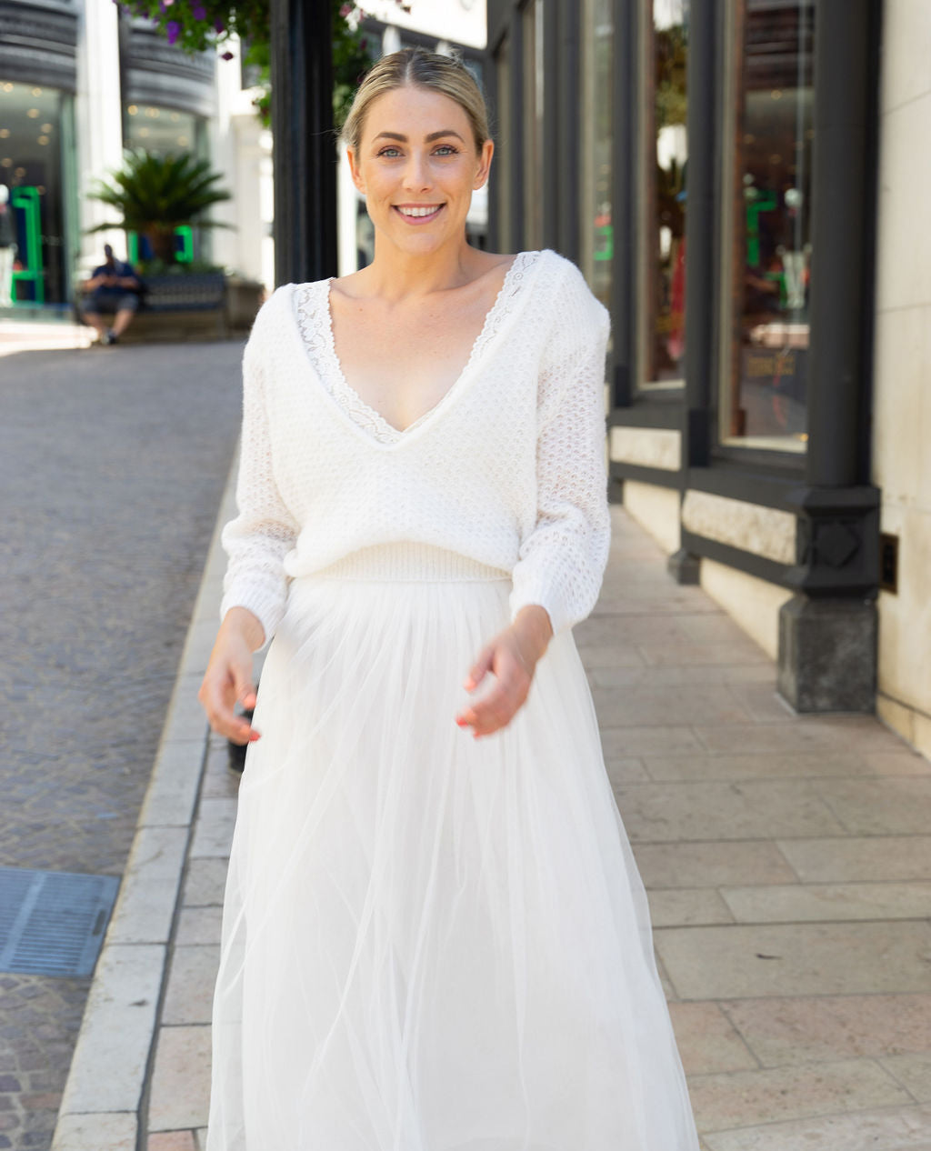 Brautpullover CHILLY im Lacemuster mit extra großem Rückenausschnitt - Beemohr
