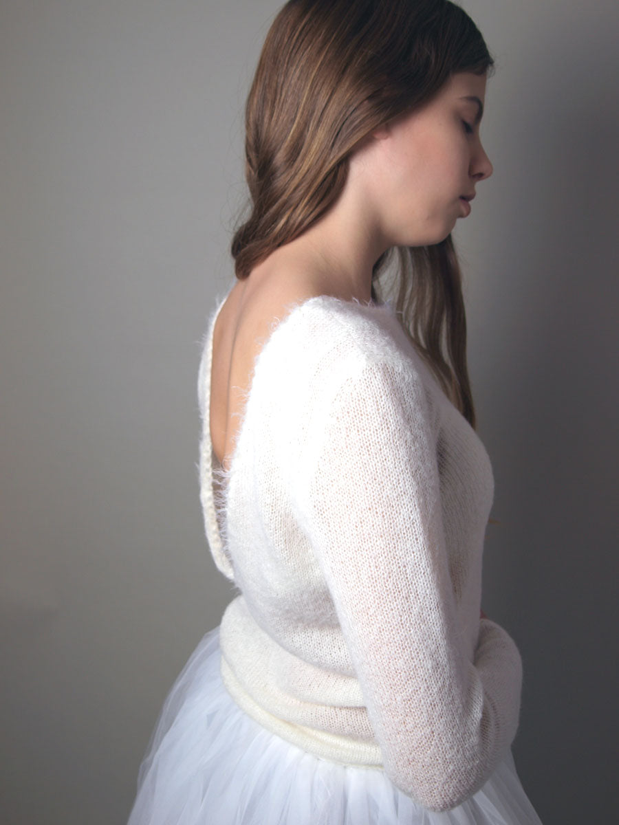 Brautpullover mit tiefem Rückenausschnitt ♥ COCO ♥ gestrickt für Hochzeiten - Beemohr