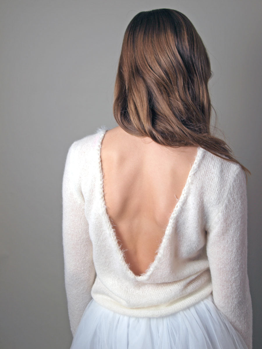 Brautpullover mit tiefem Rückenausschnitt ♥ COCO ♥ gestrickt für Hochzeiten - Beemohr