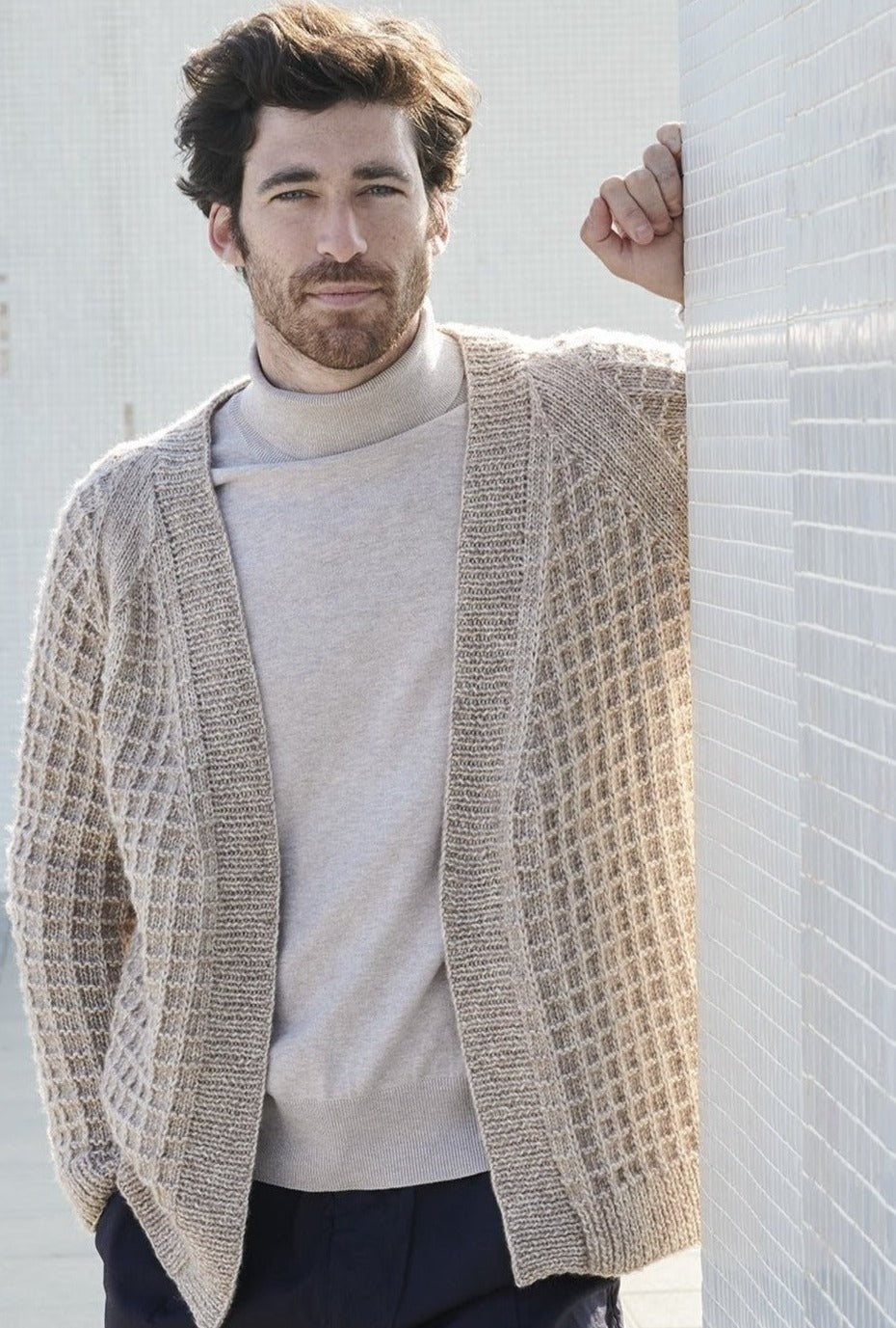 Coole Strickjacke in Waffelmuster für Herren DIY