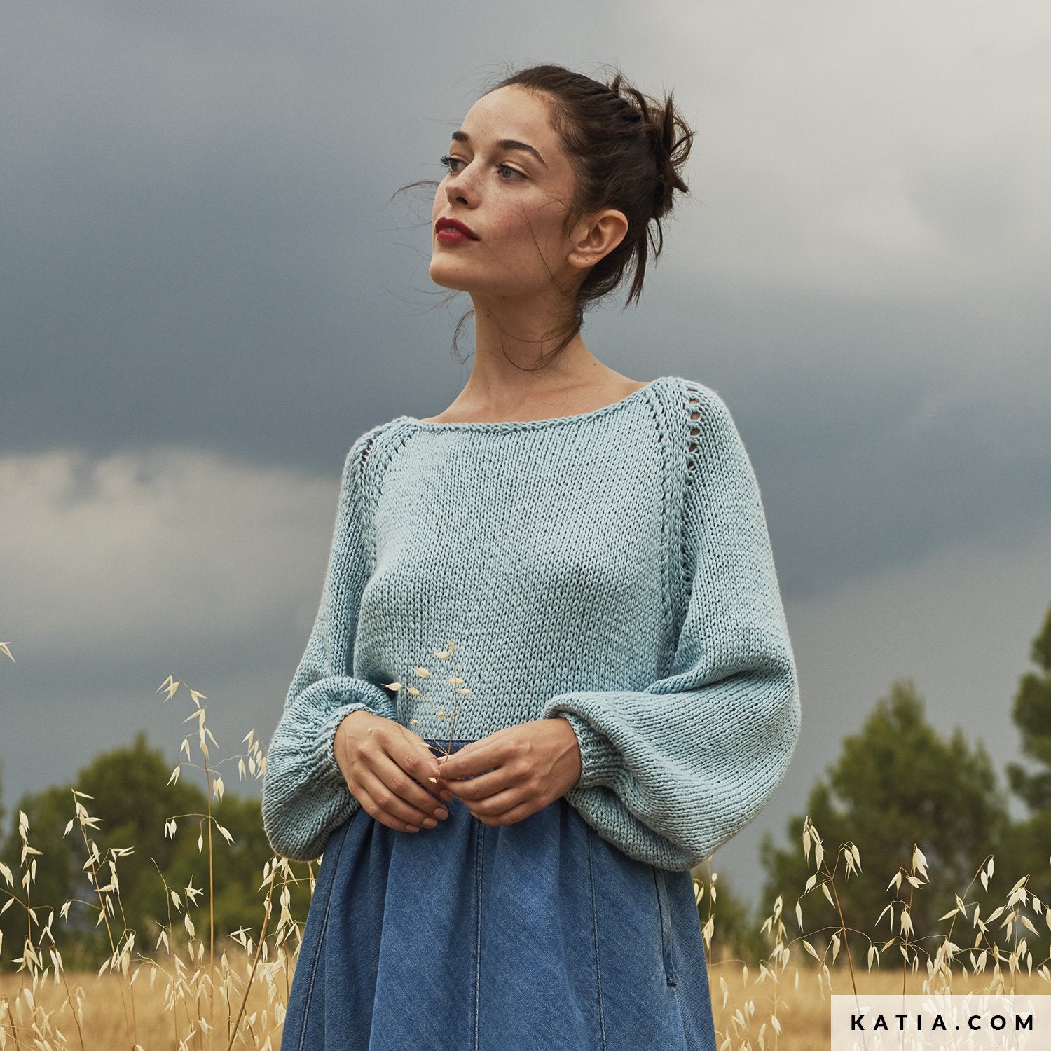 DIY tief ausgeschnittener Pullover mit Cotton Merino stricken - Beemohr
